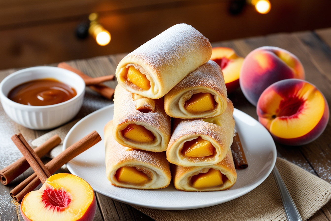 peach cobbler egg rolls