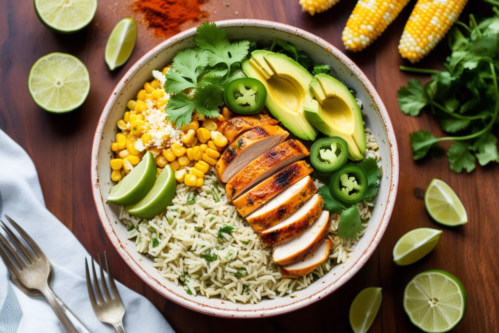 Street Corn Chicken Rice Bowl