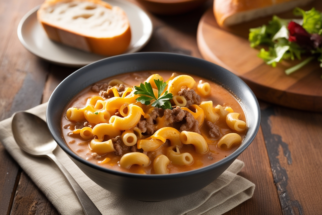 Cheeseburger Macaroni Soup